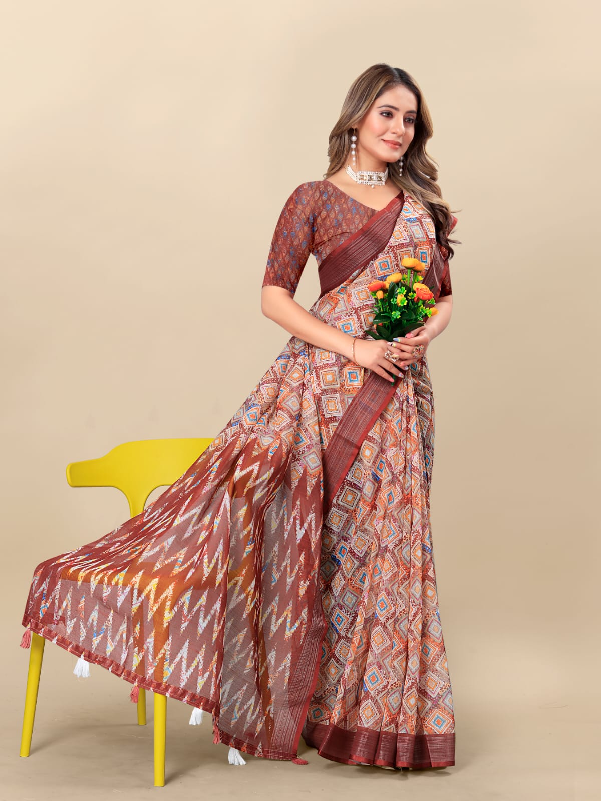 Shree Radha Raman Trendz Linen Digital Printed Saree Catalog 